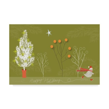 Anne Cote 'Happy Holiday Fond Olive' Canvas Art,12x19